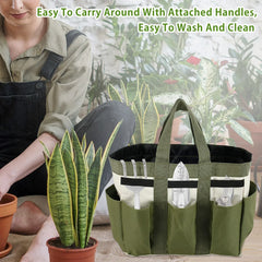 Garden Tool Bag Organizer with 8 Pocket Heavy Duty 600D Oxford Garden Tote Storage Bag Multipurpose Portable Garden Tote Bag