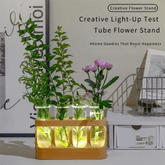 With Wood Stand Plant Propagation Station Adjustable 4 Tube Vases Transparent Propagation Tube Soft Light 3 Color Light