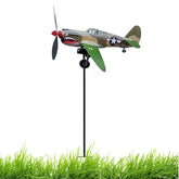 Garden Wind Spinner Funny Rotating Decorative Outdoor Sculpture Warbird Plane Iron Art Propeller Lawn Patio Pathway Ornament