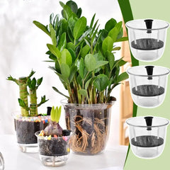 2Pcs Self-Watering Pot, Self-Watering Pots for Indoor Plants, Clear Flower Pots with Deep Reservoirs for Spider Plants, Orchids
