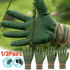 1/2pairs Gardening Gloves Latex Waterproof Horticultural Gloves Non-slip Protective Gear Vegetable Flower Plant Gardening Glove