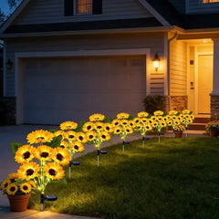 Solar Garden Lights Outdoor Sunflowers Garden Decor Lawn Lamp Waterproof Outdoor Decorations for Landscape Ard Patio Fence