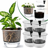 2Pcs Self-Watering Pot, Self-Watering Pots for Indoor Plants, Clear Flower Pots with Deep Reservoirs for Spider Plants, Orchids