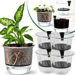 2Pcs Self-Watering Pot, Self-Watering Pots for Indoor Plants, Clear Flower Pots with Deep Reservoirs for Spider Plants, Orchids