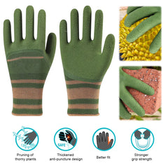 1/2pairs Gardening Gloves Latex Waterproof Horticultural Gloves Non-slip Protective Gear Vegetable Flower Plant Gardening Glove