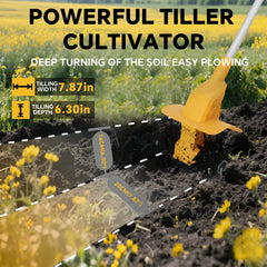 Brushless Tiller Cultivator 330RPM Cordless Electric Garden Cultivator Gardening Lawn Soil Cultivation for Dewalt 20V Battery