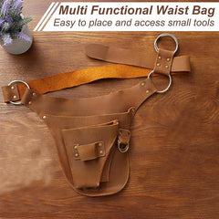 Leather Gardener Carry Pouch Florists Tool Belt Bag Gardener Holster Carpenter Holster Adjustable PU Multi Pocket Storage Bag