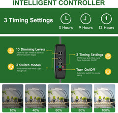 LED Grow Light Plant Lights for Indoor Plants,Full Spectrum With Clip Plant Growing Lamp for Seed Start,3/9/12H Timr