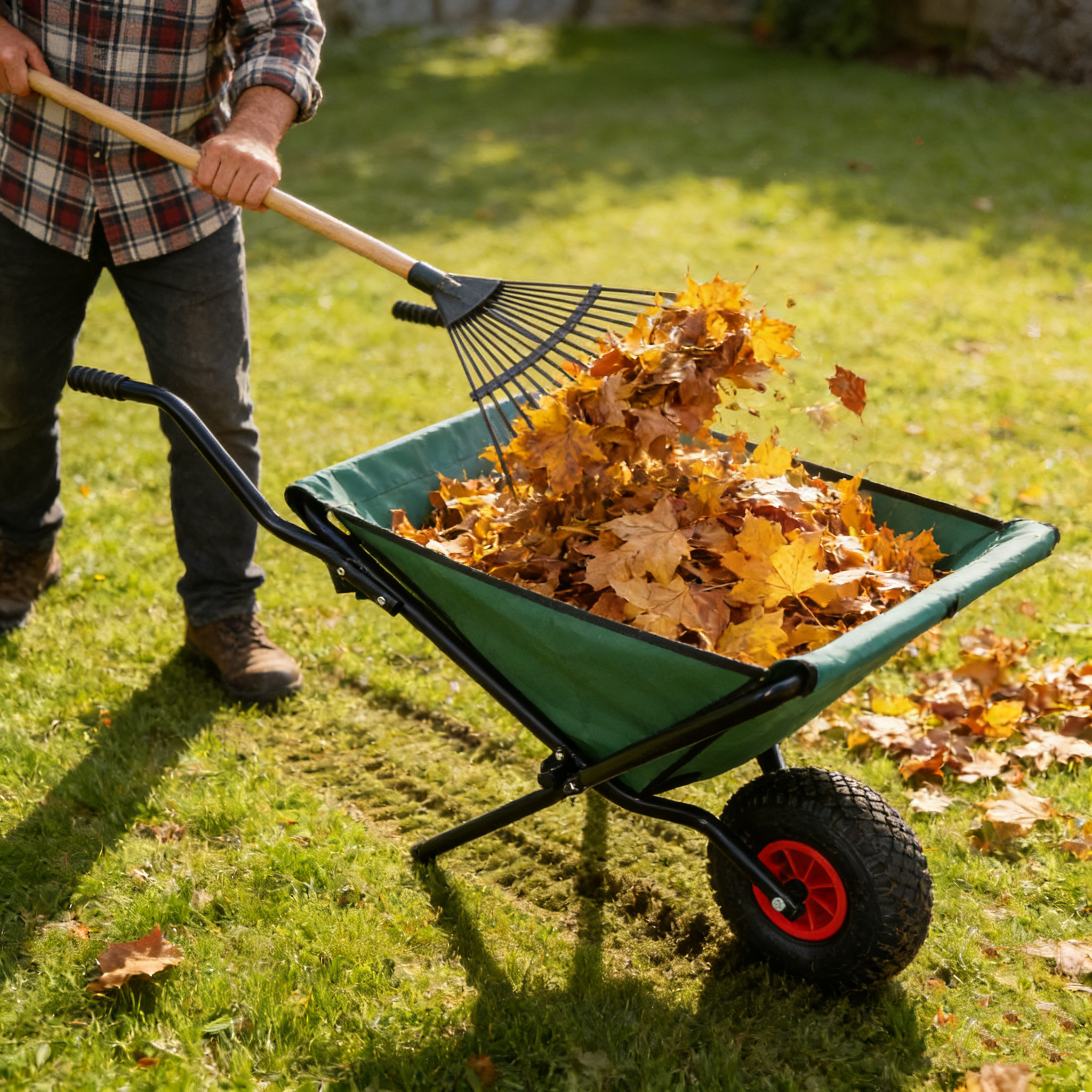 Collapsible Wheelbarrow 176 Lbs Folding Yard Garden Wheelbarrow Foldable Lightweight Gardening Heavy Duty Oxford Cloth Green Lawn Cart For Grass, Leaf, Garden Supplies, 10 Pneumatic Tire