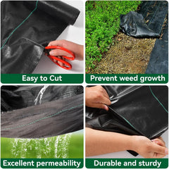 Heavy Duty Weed Barrier Landscape Fabric, High Permeability for Weed Blocker Weed Mat,Giving away 20 U-shaped nails