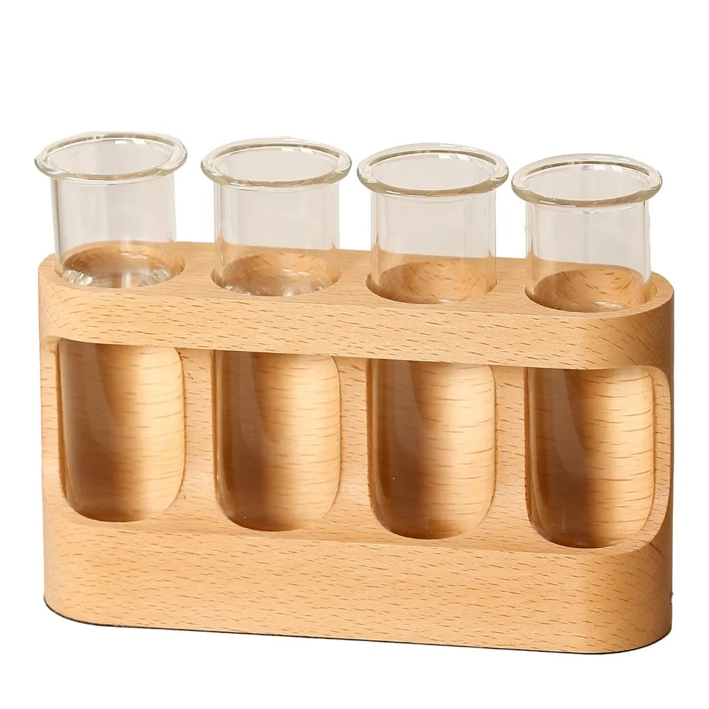 With Wood Stand Plant Propagation Station Adjustable 4 Tube Vases Transparent Propagation Tube Soft Light 3 Color Light