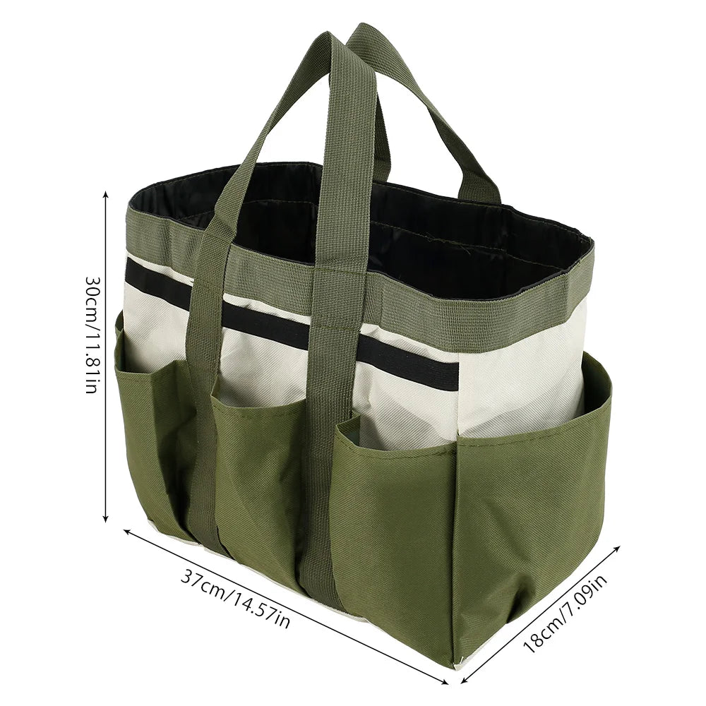 Garden Tool Bag Organizer with 8 Pocket Heavy Duty 600D Oxford Garden Tote Storage Bag Multipurpose Portable Garden Tote Bag