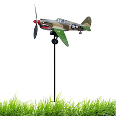 Garden Wind Spinners Funny Rotating Decorative Battle-plane Design Metal Wrought Iron Outdoor Wind Spinner Backyard Decoration