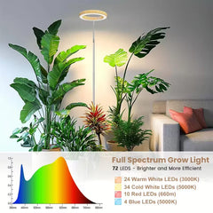 LED Plant Grow Light with 72 LEDs, Full Spectrum, Adjustable Height, for Large Indoor Plants, Auto Timer & Brightness Control