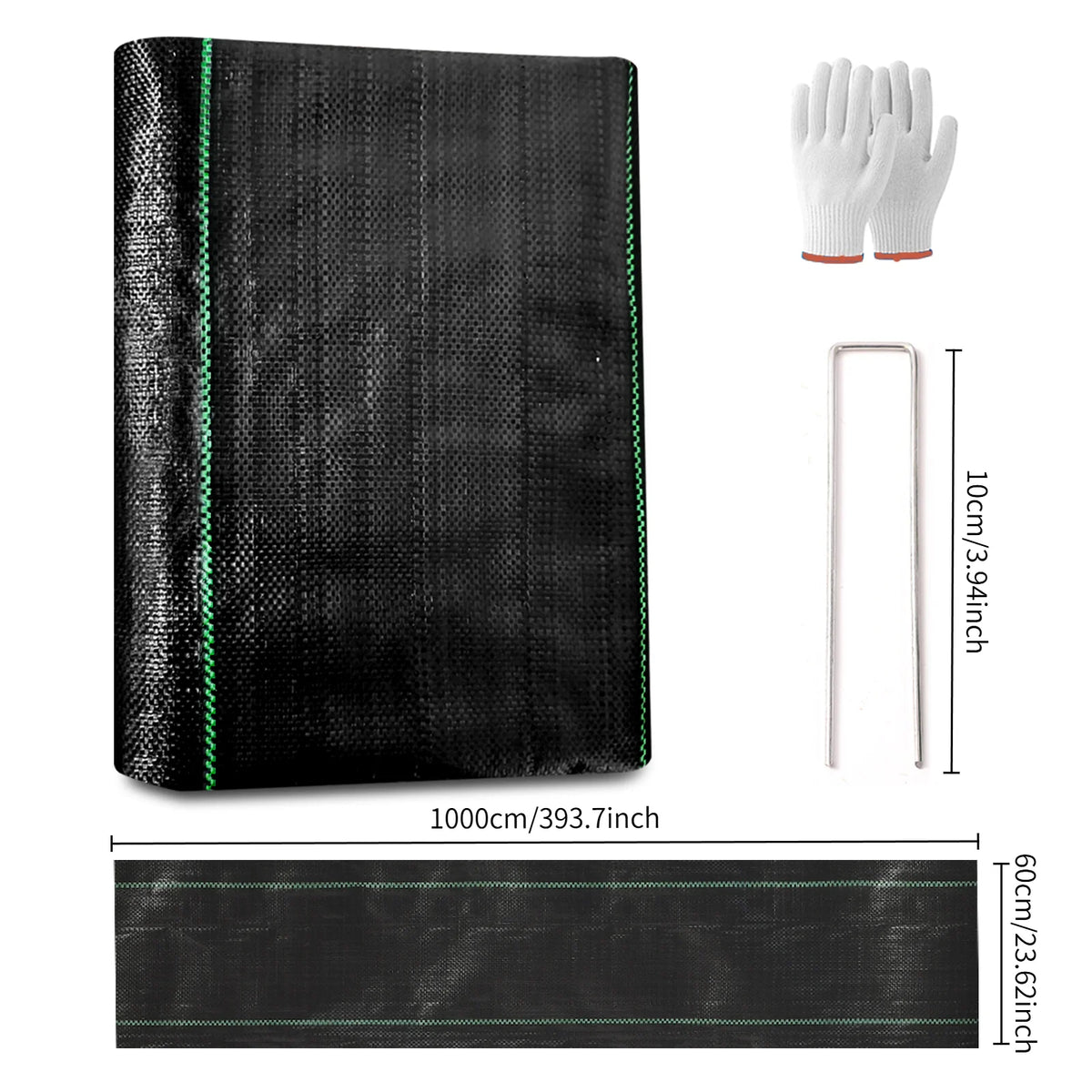 Heavy Duty Weed Barrier Landscape Fabric, High Permeability for Weed Blocker Weed Mat,Giving away 20 U-shaped nails
