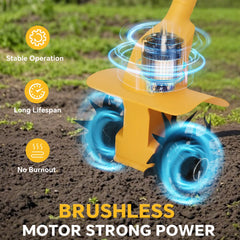 Brushless Tiller Cultivator 330RPM Cordless Electric Garden Cultivator Gardening Lawn Soil Cultivation for Dewalt 20V Battery