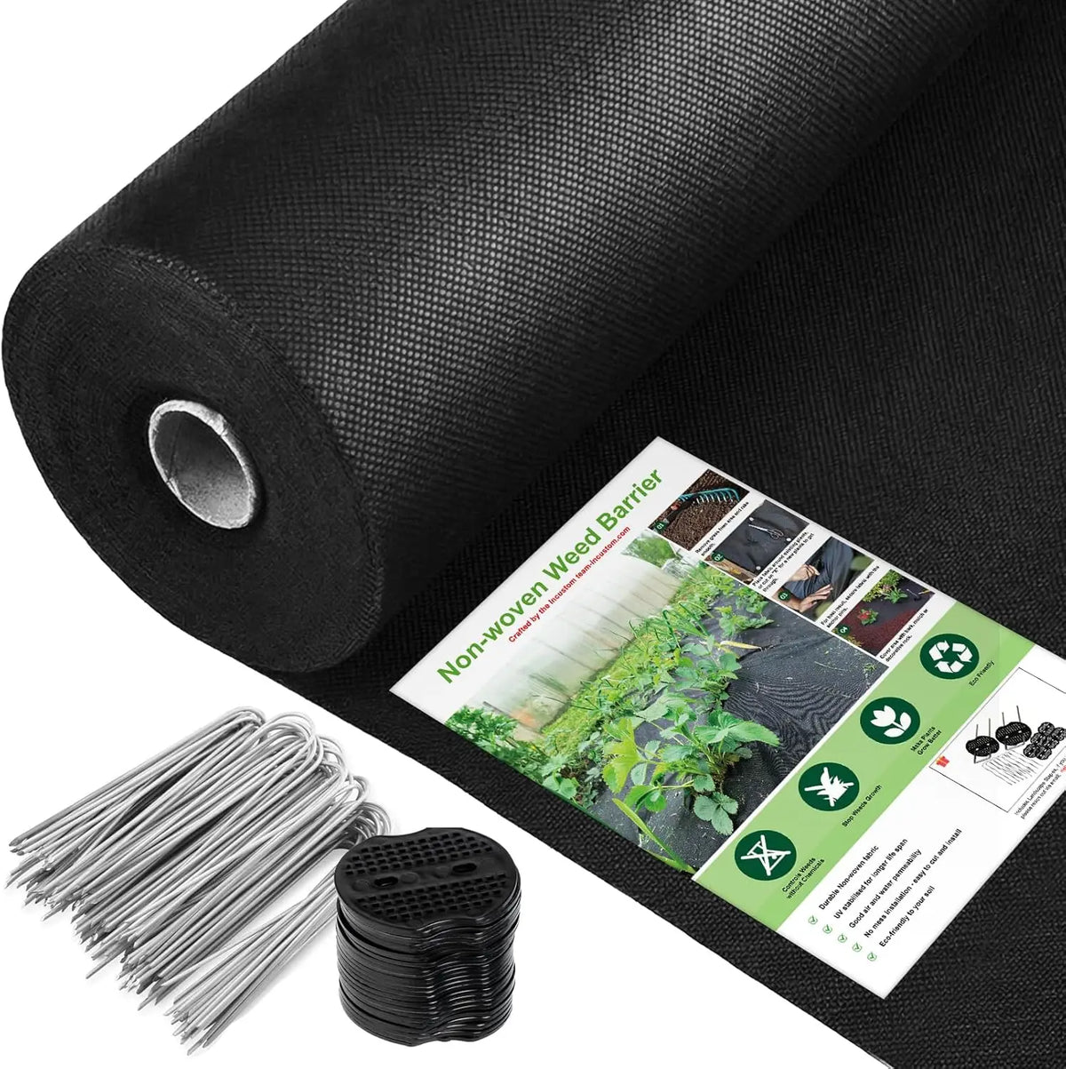 A roll of thick non-woven weed barrier fabric 3.3 Feet x 100 Feet,3 Ounce(about 85.0 Gram)Heavy-duty weed barrier landscape fabr