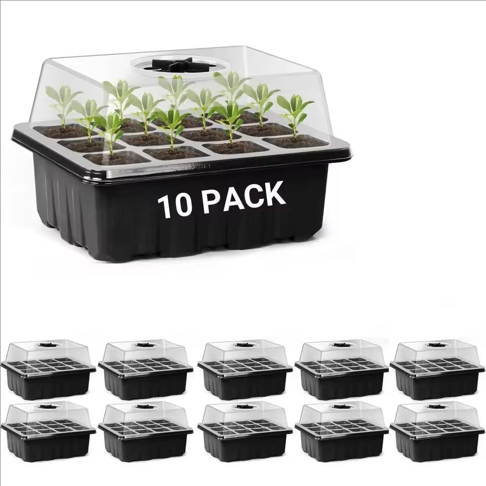 10pcs/5pcs Seedling Trays Seed Starter Kit Mini Propagator Plant Grow Kit with Humidity Vented Domes and Base for Seeds Starting