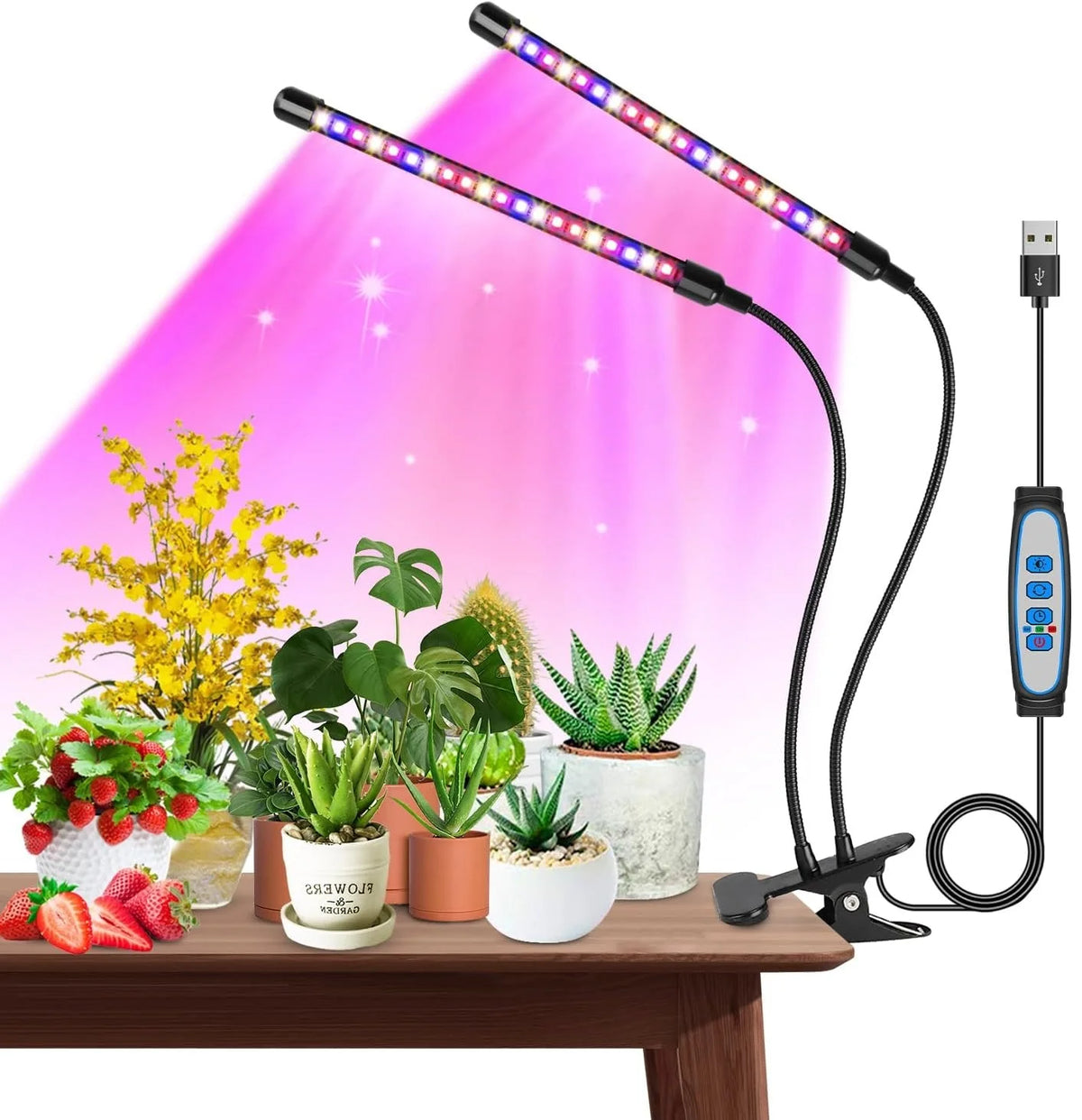 LED Grow Light Plant Lights for Indoor Plants,Full Spectrum With Clip Plant Growing Lamp for Seed Start,3/9/12H Timr